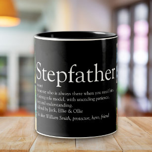 Stepfather, Stepdad Definition 4 Photo Fun Black Two-Tone Coffee Mug