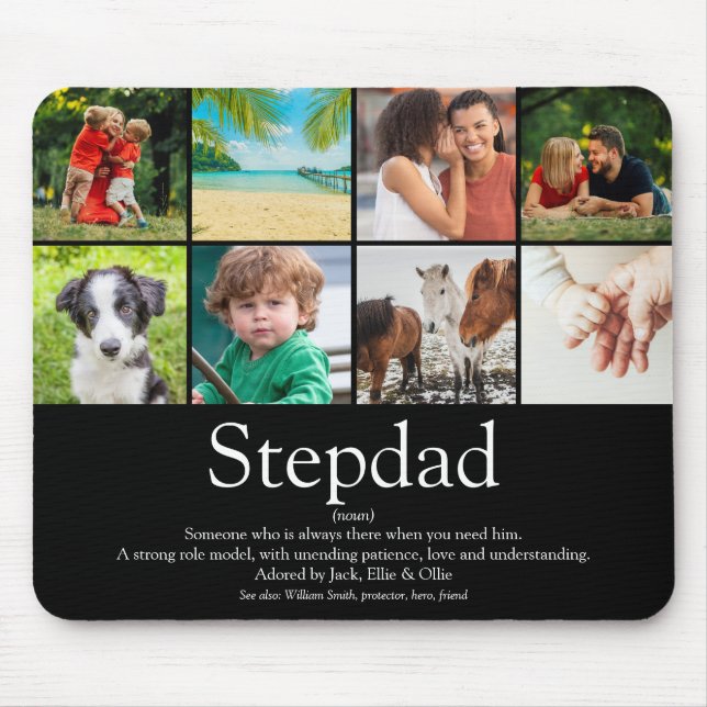 Stepfather Stepdad Definition 8 Photo Fun Black Mouse Pad (Front)