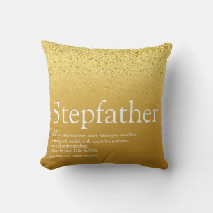 Stepfather, Stepdad Definition Gold Glitter Cushion