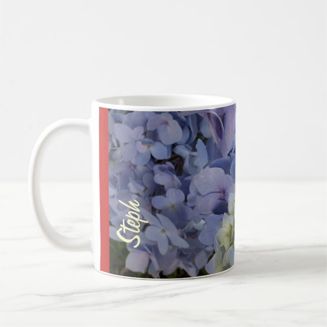 Steph Hydrangeas Mug #2 with Customisable Name (Left)