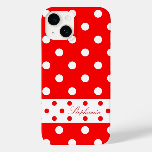 Stephanie - Cute Polka Dots With Your Name - Case-Mate iPhone Case (Back)