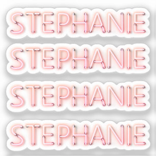 Stephanie name in glowing neon lights classic roun