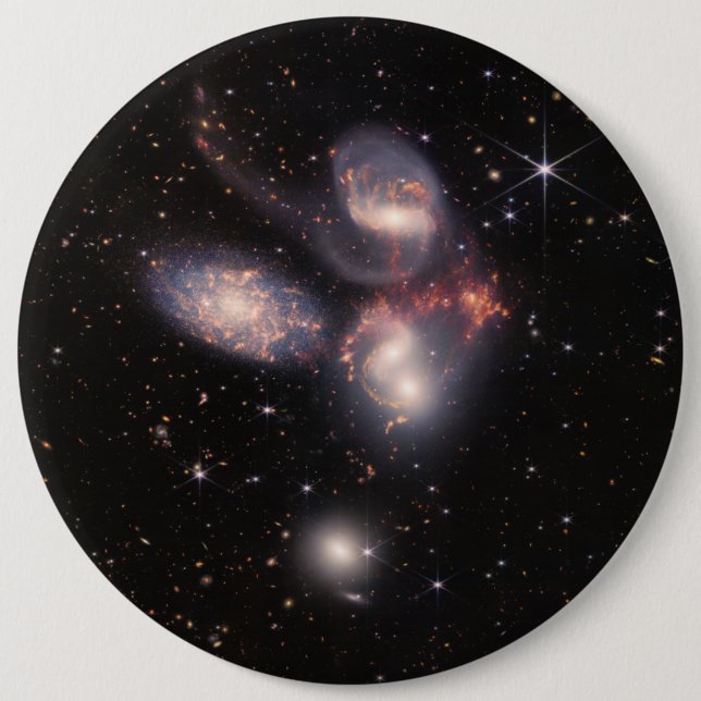 Stephan's Quintet 5 Galaxies Deep Field James Webb 6 Cm Round Badge (Front)