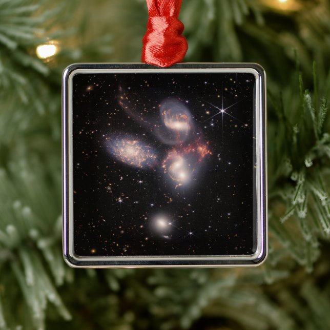 Stephan's Quintet 5 Galaxies Deep Field James Webb Metal Ornament (Tree)