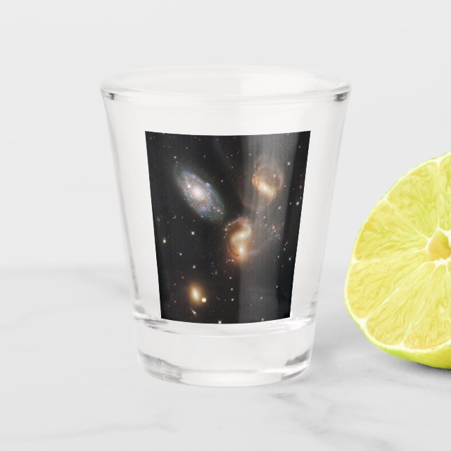 Stephan's Quintet: A Galaxy Galactic Wreckage Shot Glass (Front)