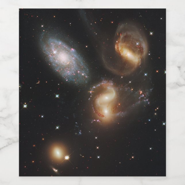 Stephan's Quintet: A Galaxy Galactic Wreckage Wine Label (Single Label)
