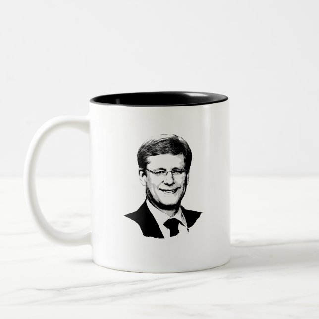 Stephen Harper Face Two-Tone Coffee Mug (Left)