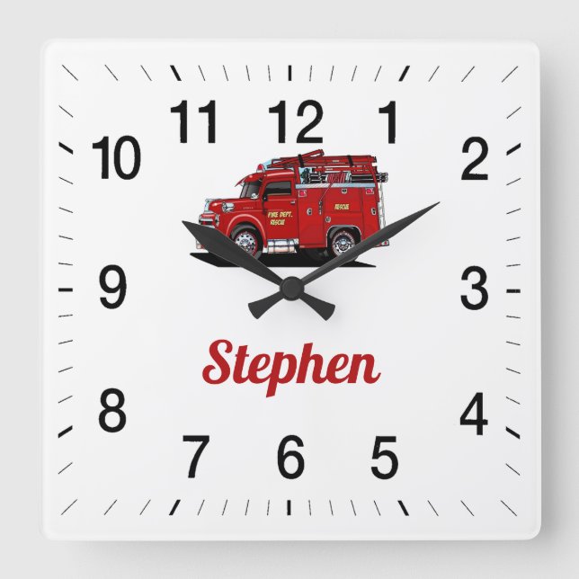 Stephen's Fire Rescue Square Wall Clock (Front)