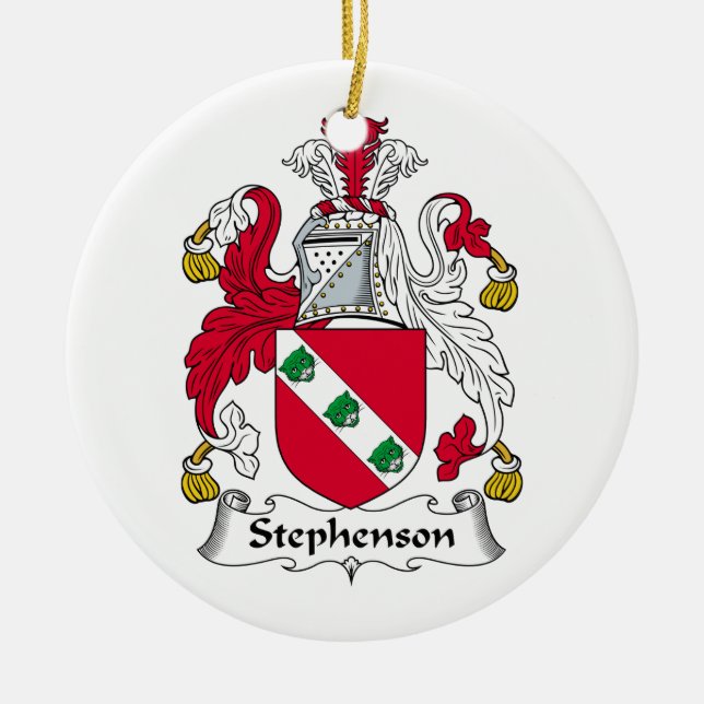 Stephenson Family Crest Ceramic Tree Decoration (Front)