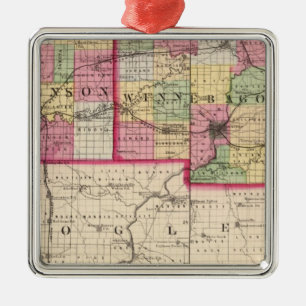 Stephenson, Winnebago, Boone counties Metal Ornament