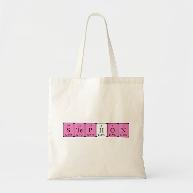 Stephon periodic table name tote bag (Front)