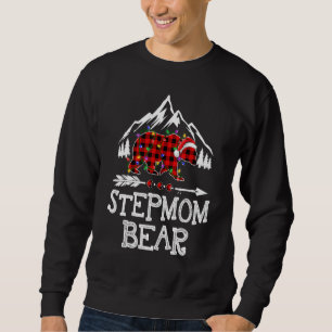 Stepmom Bear Buffalo Plaid Matching Family Christm Sweatshirt