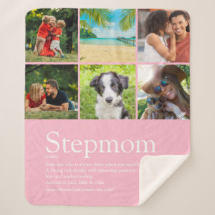 Stepmom Bonus Mum Definition Photo Collage Pink Sherpa Blanket