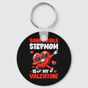 Stepmom Is My Valentine Girls Funny Dabbing Heart Key Ring