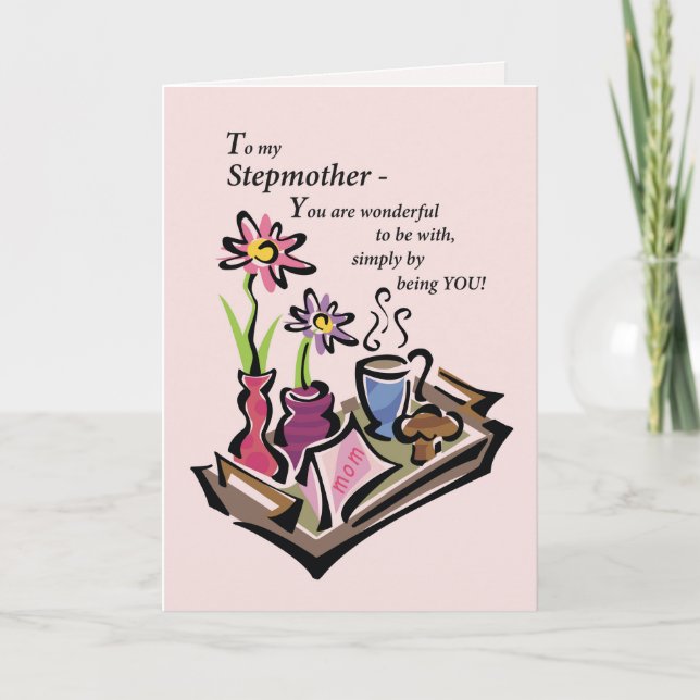 StepMom, Mother’s Day, Breakfast in Bed, Pink Card (Front)