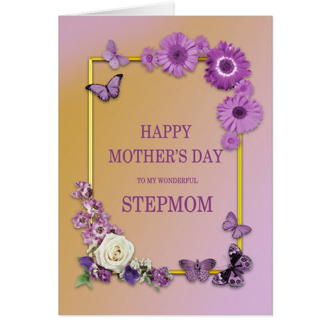 Stepmom Mothers Day Flowers and Butterflies (Front)