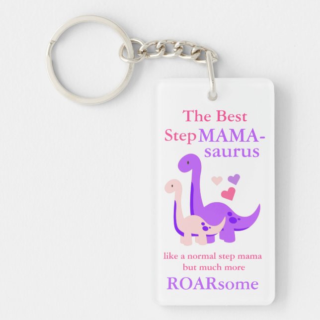 Stepmom Mother's Day Momasaurus Dinosaur Key Ring (Front)