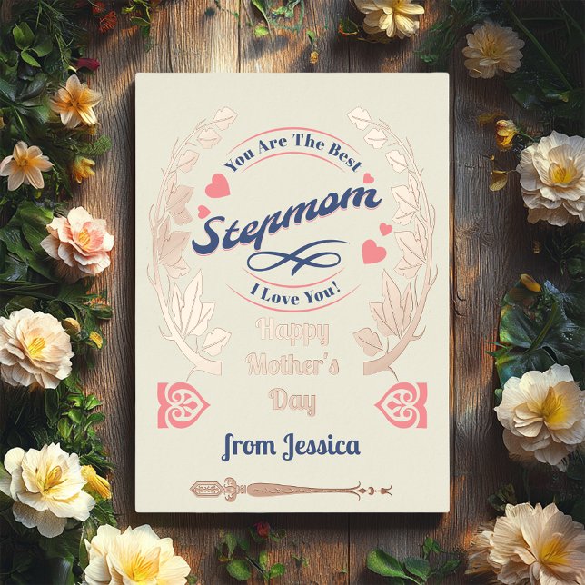 Stepmom Mother's Day Rose Gold Foil Holiday Card (Creator Uploaded)
