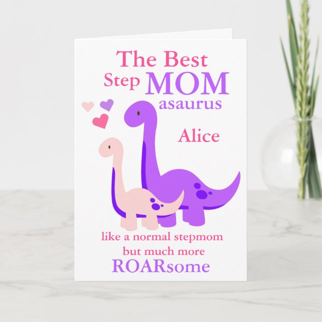 Stepmom Mum-asaurus Dinosaur Mother's Day Holiday Card (Front)