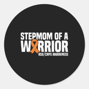 Stepmom Of A Warrior Orange Ribbon Rsdcrps Awarene Classic Round Sticker