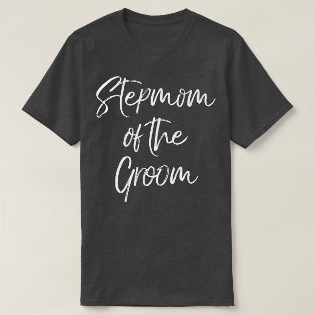 Stepmom Of The Groom Family Cute Wedding Party  T-Shirt (Design Front)