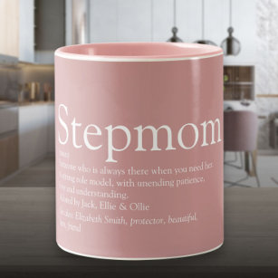 Stepmom Stepmother Definition Dusty Rose Pink Two-Tone Coffee Mug