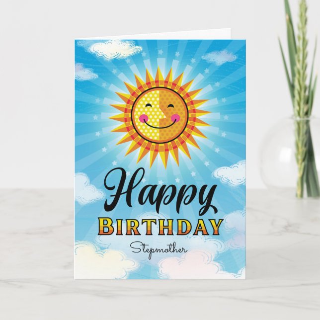 Stepmother Birthday Yellow Sun Card (Front)