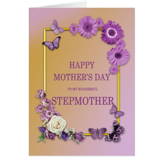 Stepmother Mothers Day Flowers and Butterflies (Front)