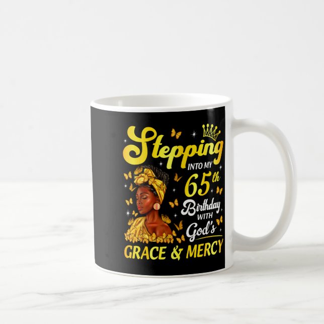 Stepng Into My 65th Birthday Christian Afro Women  Coffee Mug (Right)