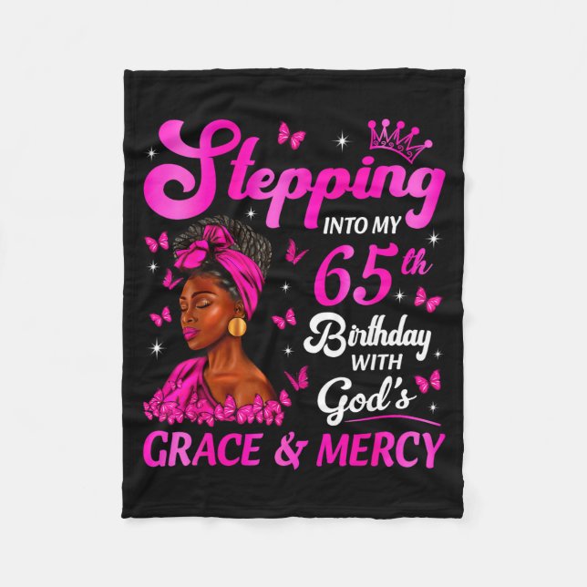 Stepng Into My 65th Birthday Christian Bday Women  Fleece Blanket (Front)