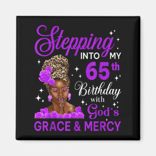 Stepng Into My 65th Birthday Headwrap Black Woman Magnet