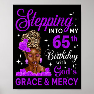 Stepng Into My 65th Birthday Headwrap Black Woman Poster