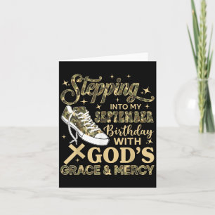 Stepng Into My September Birthday Women Girl Camo Card