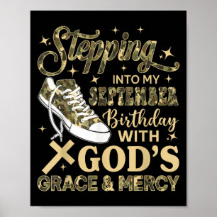Stepng Into My September Birthday Women Girl Camo Poster
