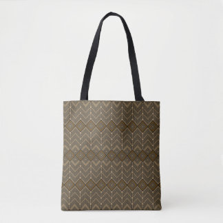 Stepped Chevron & Diamond Pattern Tote Bag
