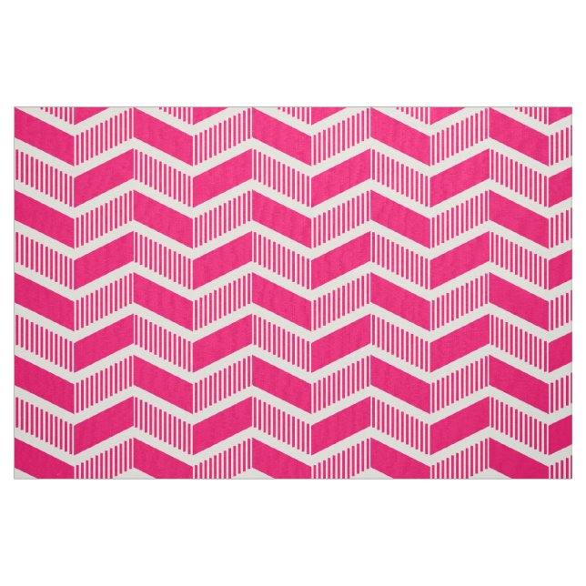 Stepped Chevrons - Neon Red Fabric (Fat Quarter)