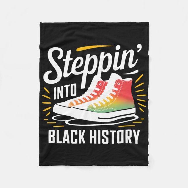 Steppin Into African Roots Black Pride Afro Sneake Fleece Blanket (Front)