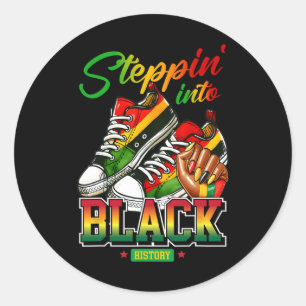 Steppin Into Black History Month Afro Black Sneake Classic Round Sticker