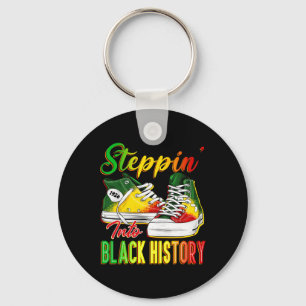 Steppin Into Black History Month Afro Black Sneake Key Ring