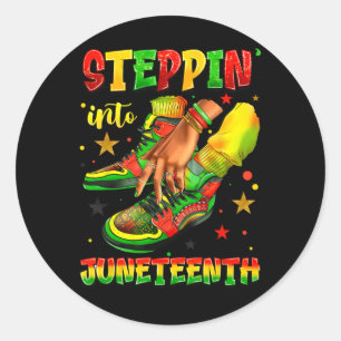 Steppin' Into Juneteenth Ancestors Melanin African Classic Round Sticker