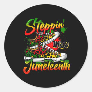 Steppin' Into Juneteenth Ancestors Shoes Black Pro Classic Round Sticker
