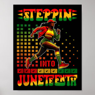 Steppin Into Juneteenth Proud Afro Women Running R Poster