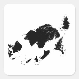 Stepping Cat in Autumn Ink Square Sticker