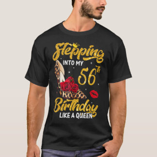 Stepping Into 57th Birthday Like A Queen Leopard T-Shirt