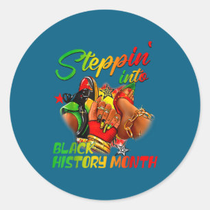 Stepping into black history month black girls classic round sticker
