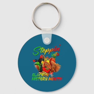 Stepping into black history month black girls key ring