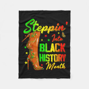 Stepping Into Black History Month Girls Women High Fleece Blanket