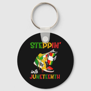 Stepping Into Juneteenth 1865 Pride Black African Key Ring
