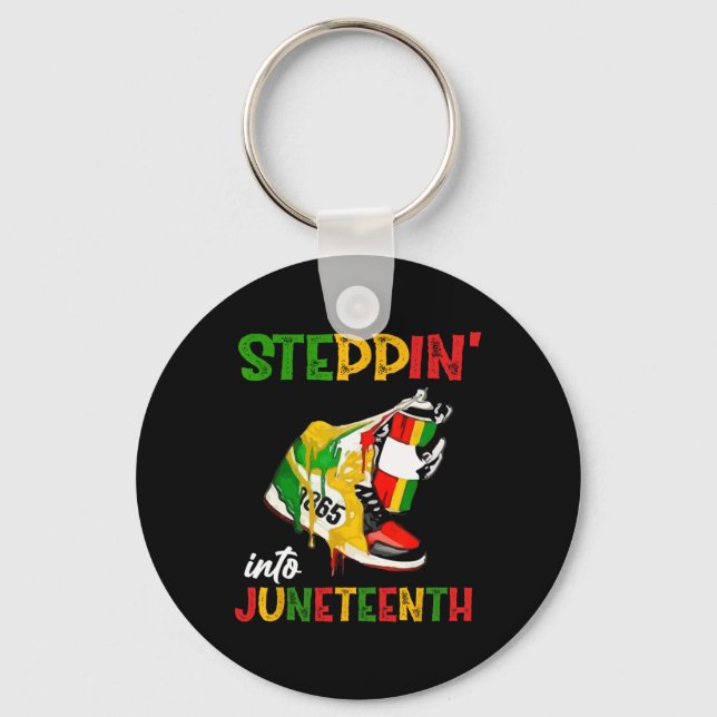 Stepping Into Juneteenth 1865 Pride Black African  Key Ring (Front)