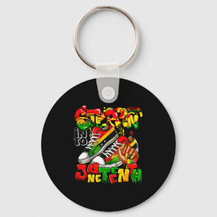 Stepping into juneteenth afro woman black girl key ring